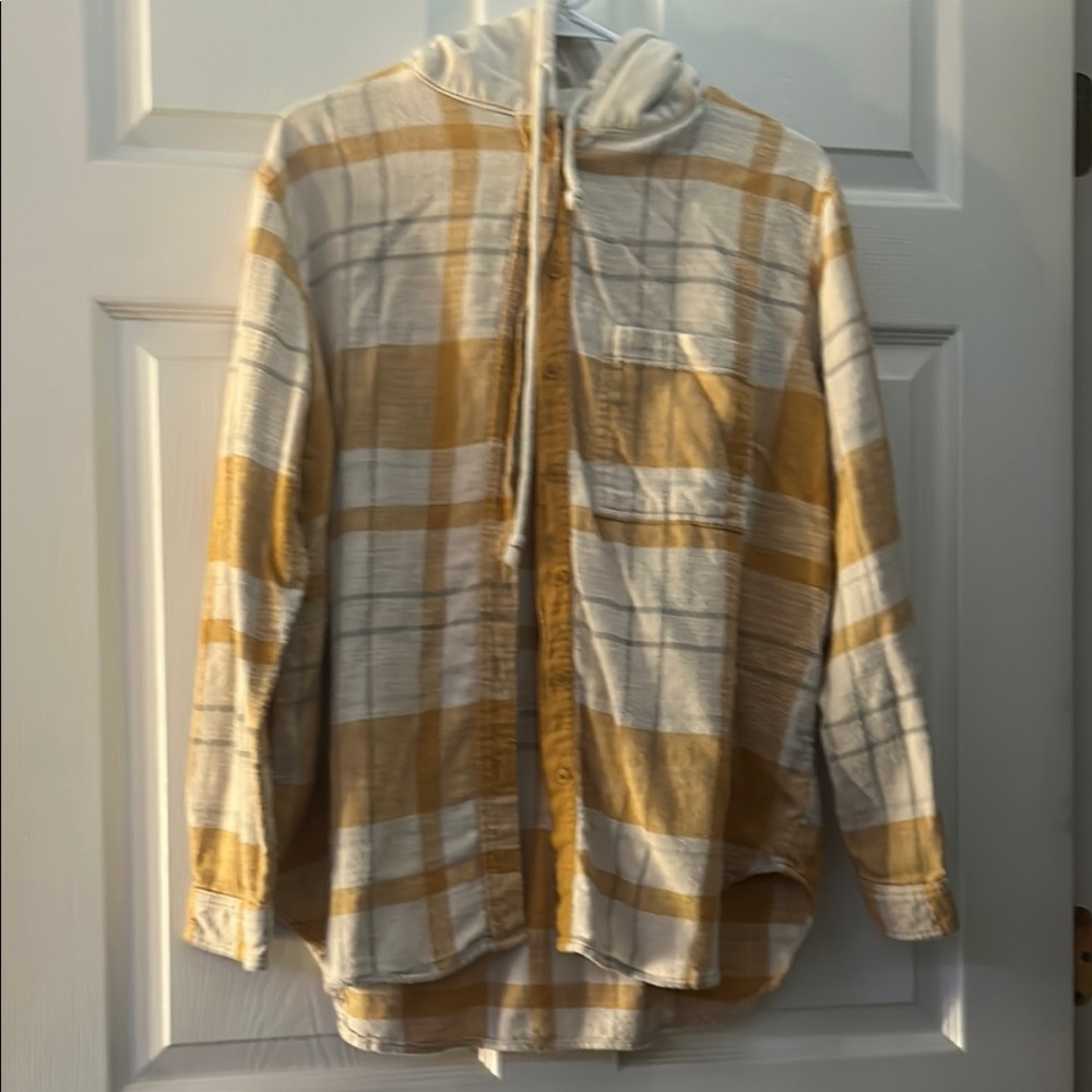 Yellow Plaid Women’s Hooded Flannel